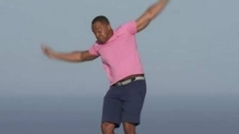 Good Morning Britain star Andi Peters nearly fell off the side of an infinity pool whilst presenting live on the ITV breakfast show from Majorca today, leaving Susanna Reid alarmed (Image: ITV)