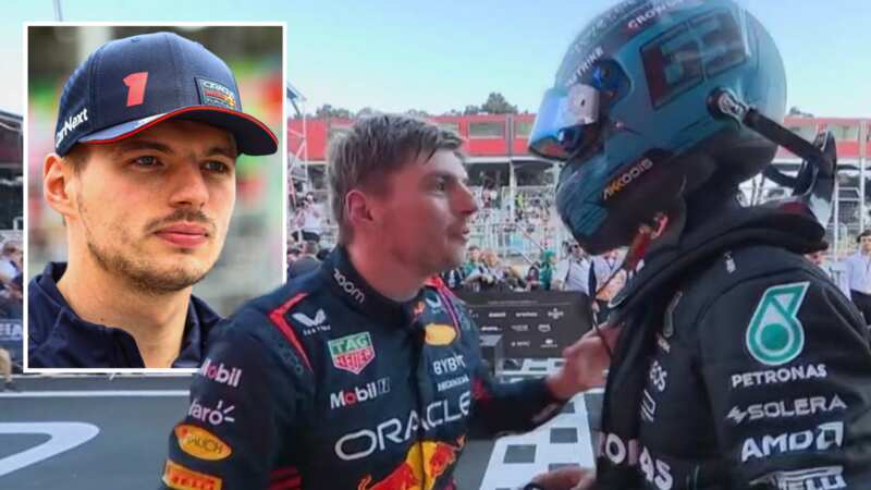 Max Verstappen made a beeline for Russell to confront the Mercedes racer (Image: Sky Sports)