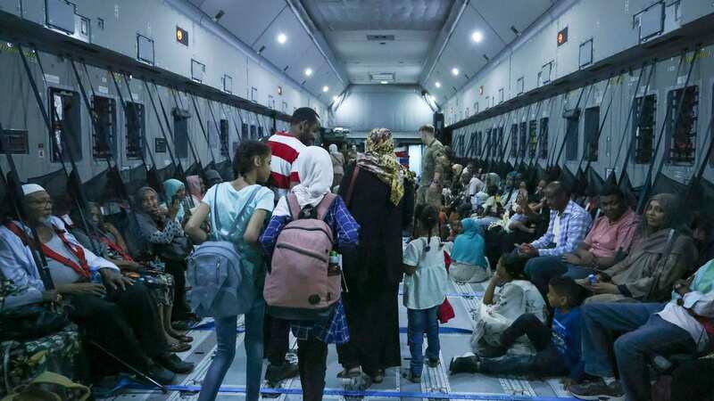 The Foreign Office said 2,197 Brits had been rescued from the civil war. So far, two RAF flights from Port Sudan were due to land in Larnaca, Cyprus, this evening (Image: UK MOD/PA)