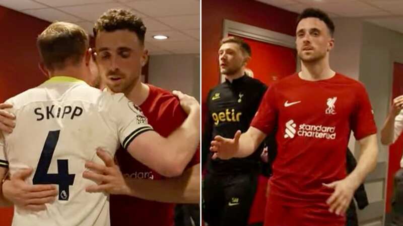 Diogo Jota apologised to Oliver Skipp in the tunnel (Image: Liverpool FC)