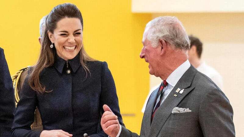 Kate and Charles share a joke during a visit to a rehabilitation centre in Loughborough (Image: POOL/AFP via Getty Images)
