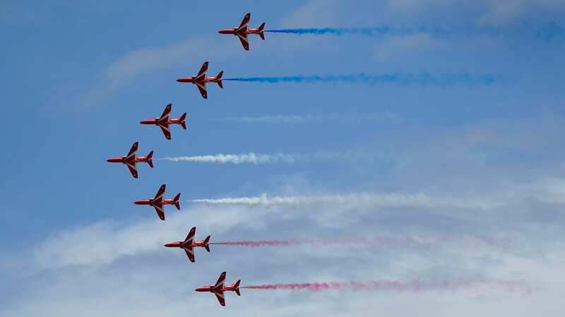 The Red Arrows perform over RAF Odiham in Hampshire during the RAF Odiham Families Day in August 2022 (Image: PA)