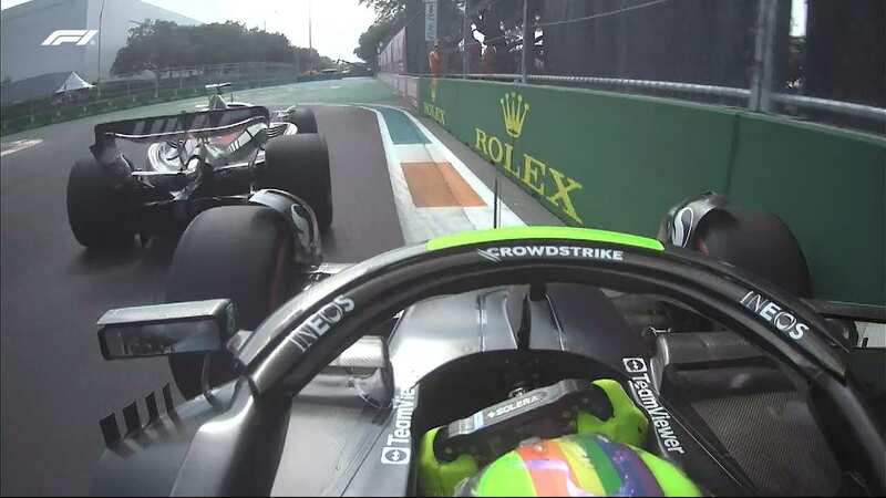 Lewis Hamilton clipped the wall after swerving to avoid hitting Kevin Magnussen (Image: Sky Sports)