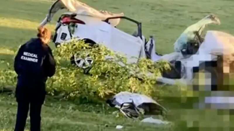 Picture shows the twisted wreckage of the fatal crash (Image: CBS13)