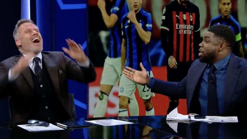 Jamie Carragher burst out laughing (Image: CBS Sports)