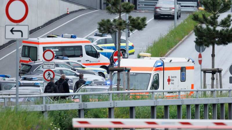 Police park emergency vehicles at a Mercedes-Benz plant in Sindelfingen, Germany (Image: AP)