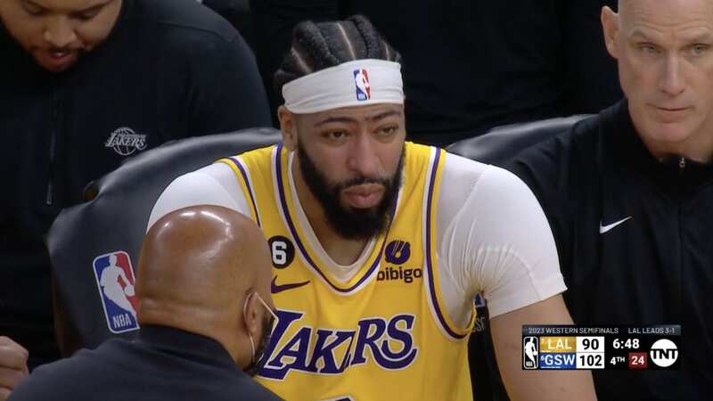 Anthony Davis left the court in a wheelchair on Wednesday night after feeling dizzy (Image: @BleacherReport)