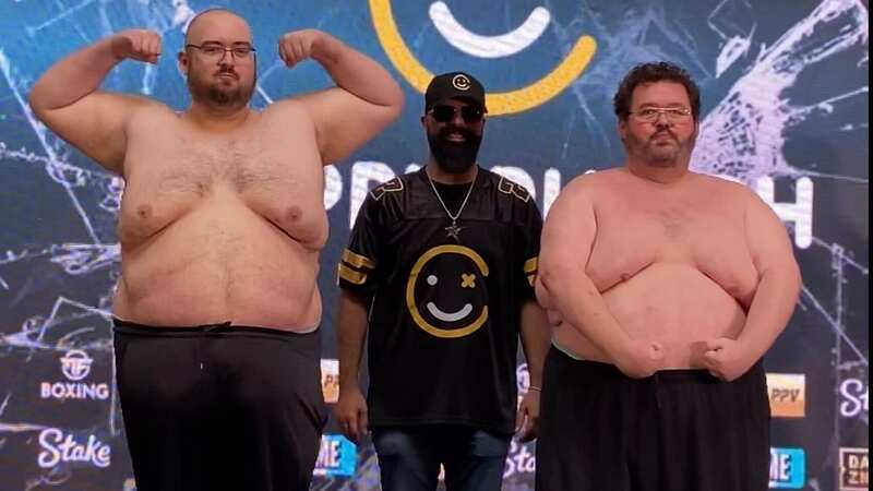 Heavyweight YouTube stars go topless for face-off with combined weight of 800lb