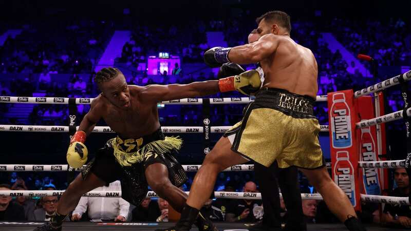 KSI lands a shot on Joe Fournier (Image: Getty Images)
