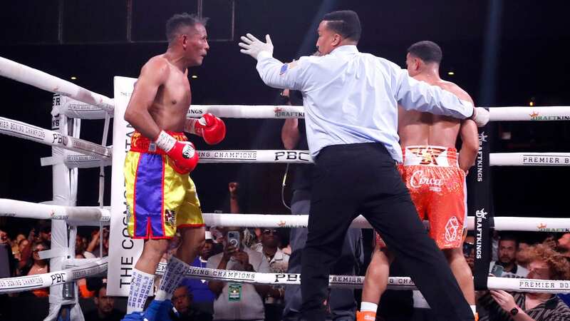 Referee Tony Weeks steps in to stop the fight (Image: Getty Images)