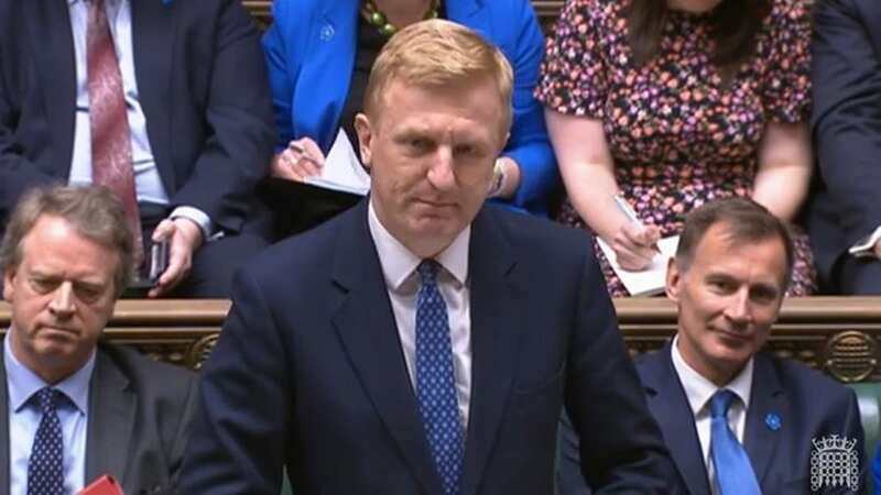 Oliver Dowden towers over the despatch box like a passive aggressive substitute teacher (Image: PA)
