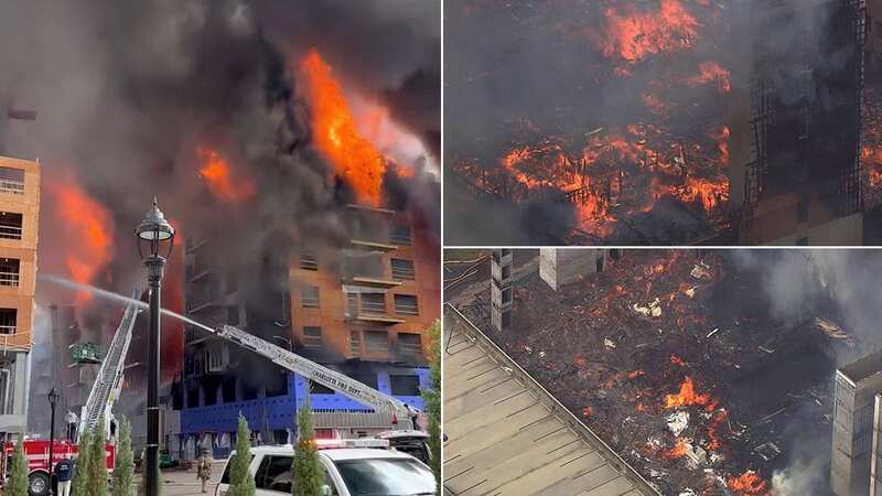 Dramatic rescue of high-rise crane driver trapped in flames as wife watched on