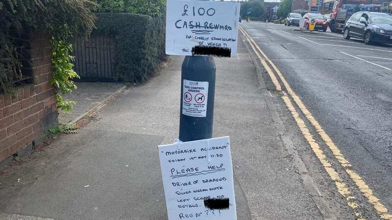 The message left by the motorcyclist trying to find the driver (Image: Coventry Telegraph/BPM MEDIA)