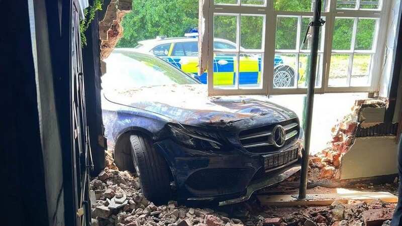 A car seen halfway inside a village pub (Image: Sheena Parsons)