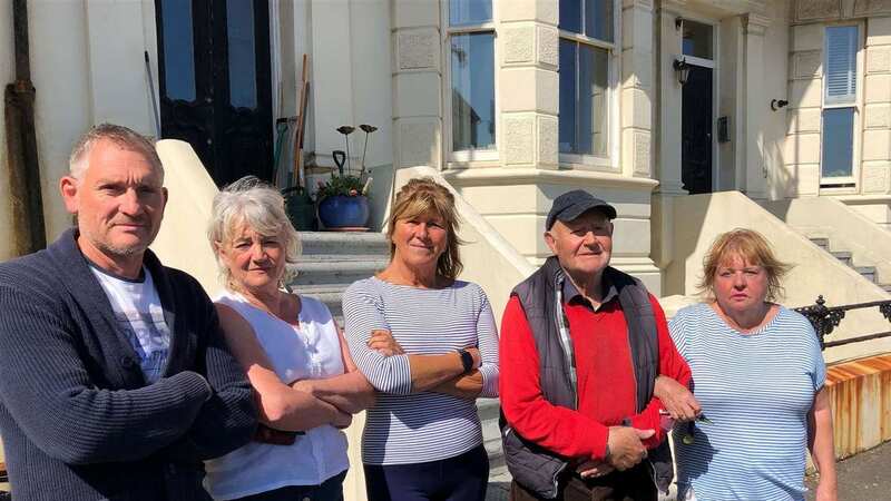 Fuming residents Phil Jones, Judi Varona, Kelly Scott, Richard Highwood and Katrina Harris (Image: KMG / SWNS)