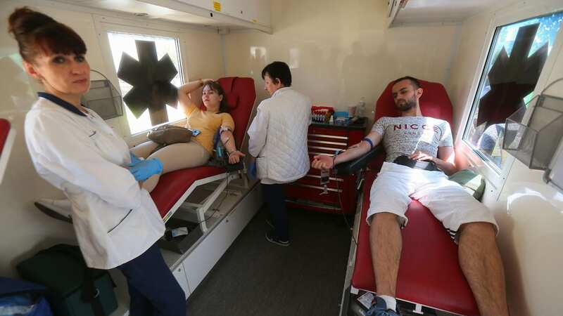Citizens donating blood for Ukrainian soldiers (Image: STEPAN FRANKO/EPA-EFE/REX/Shutterstock)