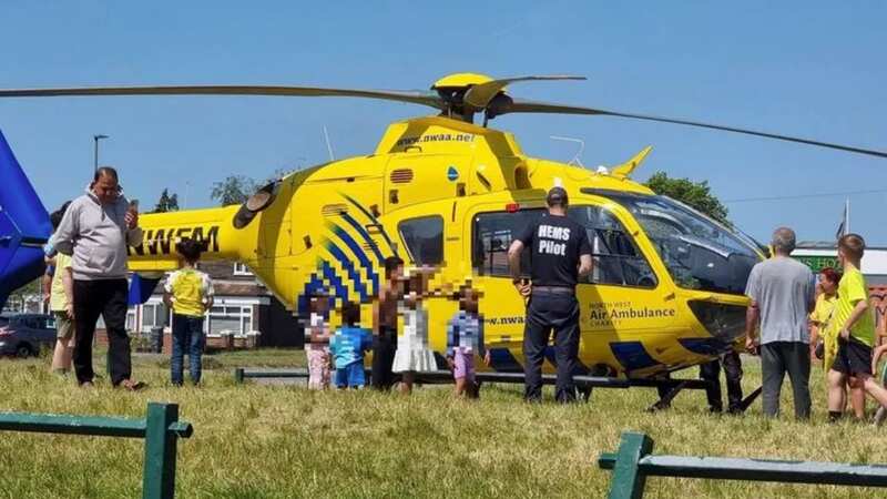 An air ambulance landed at the scene