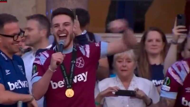 Declan Rice caused embarrassment at the BBC with his explicit on-air remark (Image: BBC)