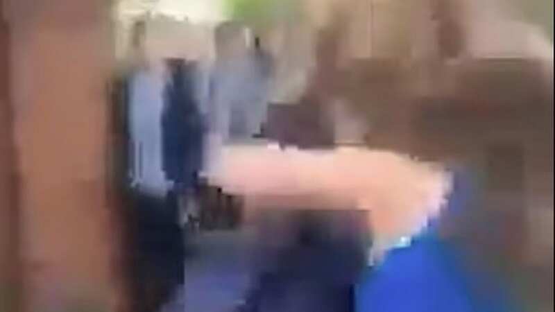 Moment youths clash in mass brawl near school as police probe hate crime