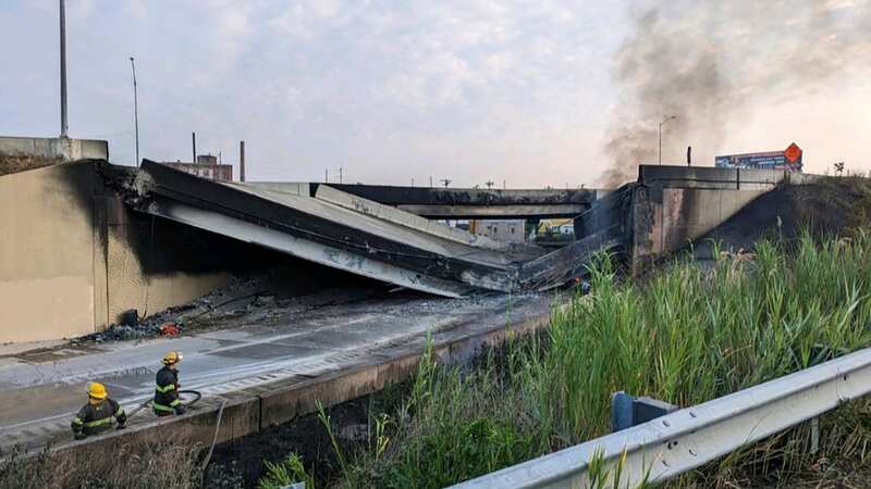 Terrifying moment Philly interstate collapses after tanker explodes