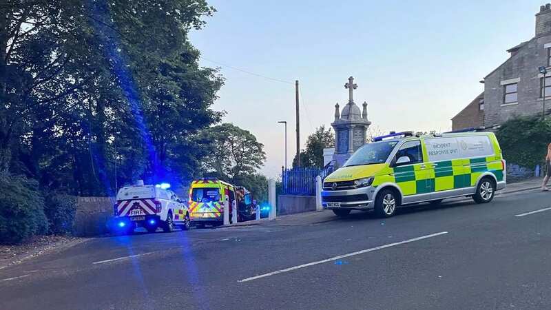 Emergency services at the scene in Broadbottom