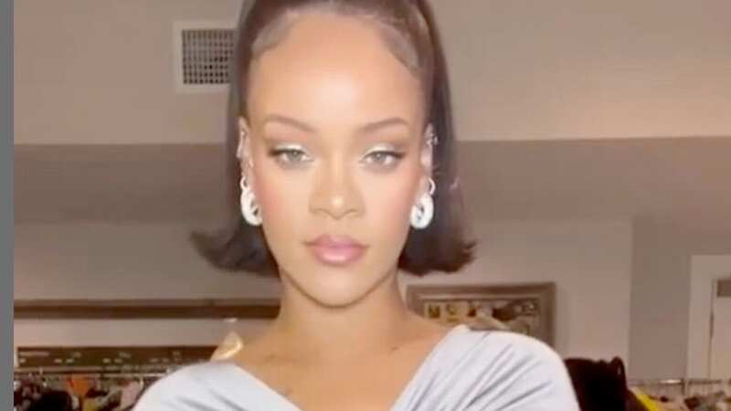 Rihanna delights fans as she bedazzles bare baby bump in glitter and sparkles