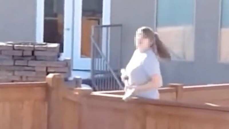 The woman was seen wielding a sledgehammer (Image: tiktok/101kg)