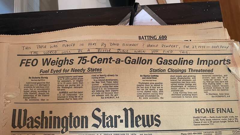 He found the newspaper hidden in his new house (Image: Reddit)