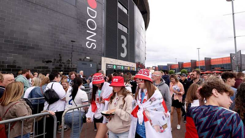 England fans are stuck in queues outside Stadium MK (Image: Photo by Richard Heathcote/Getty Images)