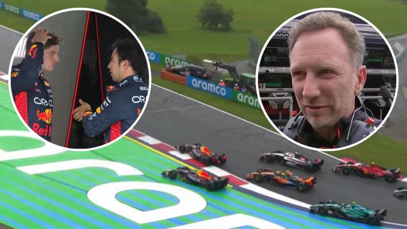 Sergio Perez went off the track after battling with Max Verstappen at the start of the Sprint (Image: Sky Sports)