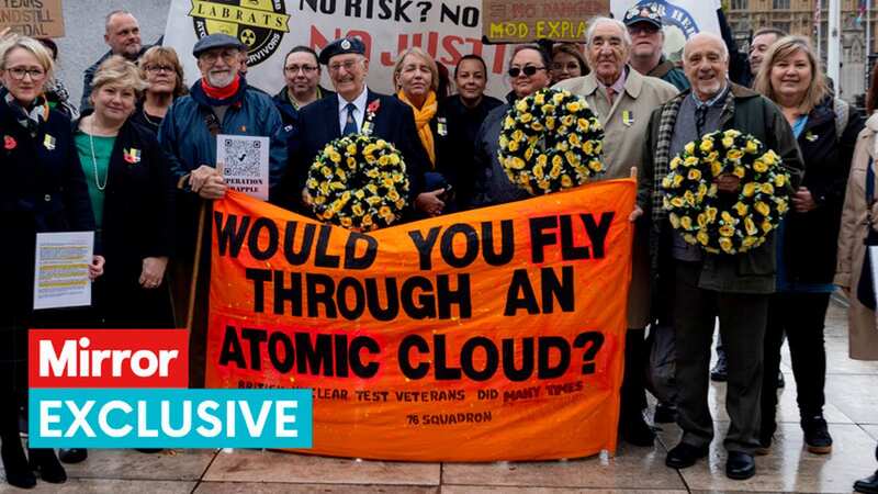 Campaigners marched on Westminster last year, asking: "Would you fly through an atomic cloud?" (Image: Humphrey Nemar/daily mirror)