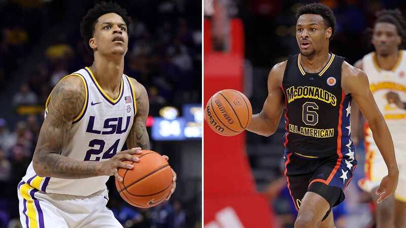 Bronny James is hoping to follow in the footsteps of his father, LeBron James (Image: Jason Armond / Los Angeles Times via Getty Images)