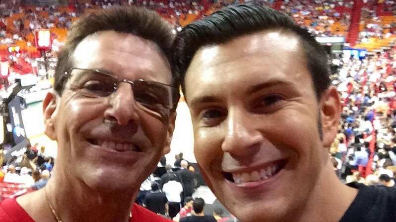 Brandon Labiner, right, is accused of killing his dad Paul after his father sued him (Image: Facebook)