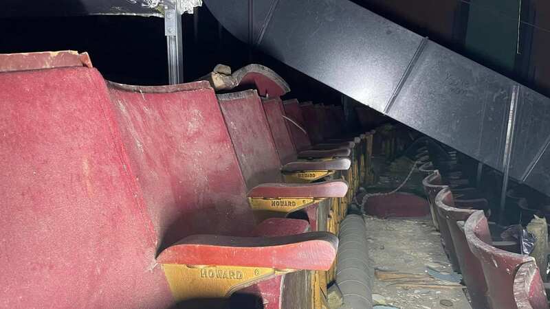 Inside abandoned theatre with £5 a packet cigarette machine and huge staircase
