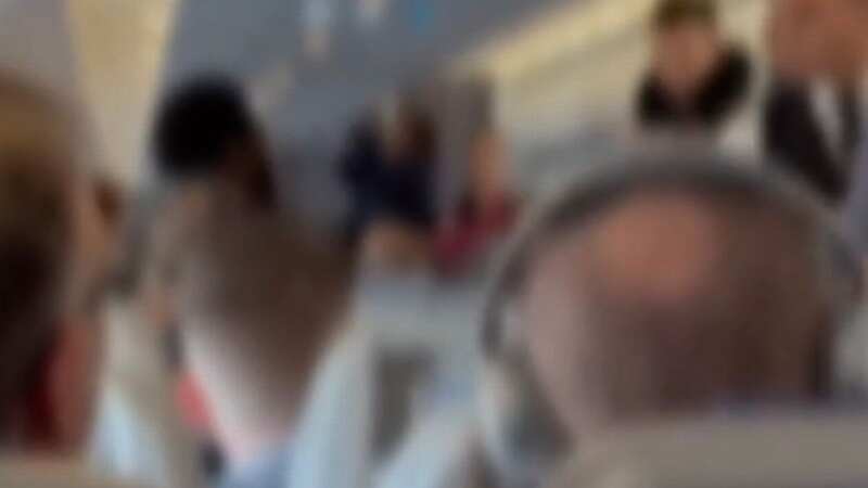Moment man yells at passengers after 