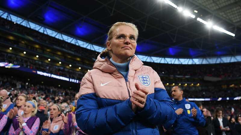 Sarina Wiegman, manager of England, looks on prior to the Women