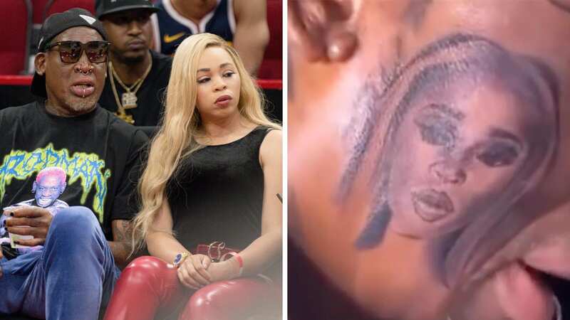 Dannis Rodman with his girlfriend