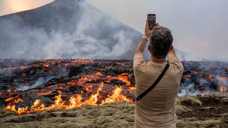 The eruption began Monday afternoon after thousands of earthquakes in the area (Image: AP)