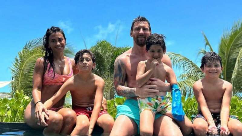 Lionel Messi posted a snap alongside his wife and their three children ahead of their impending move to Miami (Image: Lionel Messi/ Instagram)