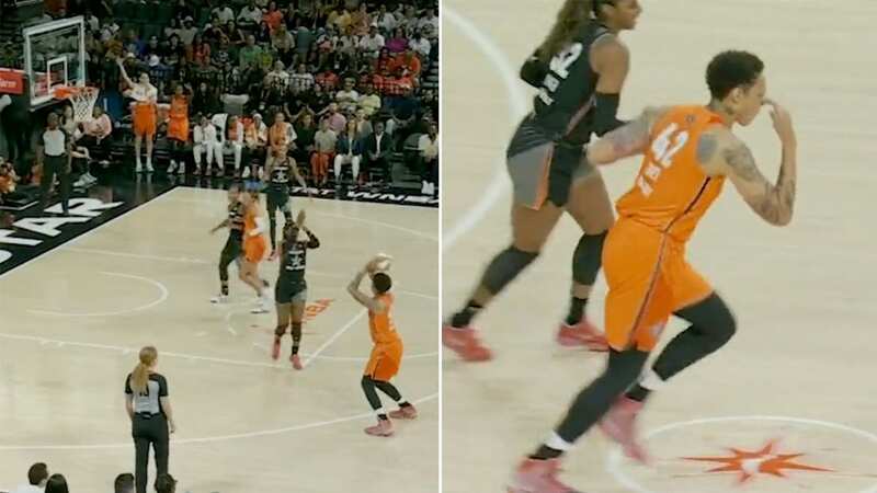 Brittney Griner made a hilarious excuse for missing a three-point shot during the WNBA All-Star game (Image: Twitter/@ESPN)