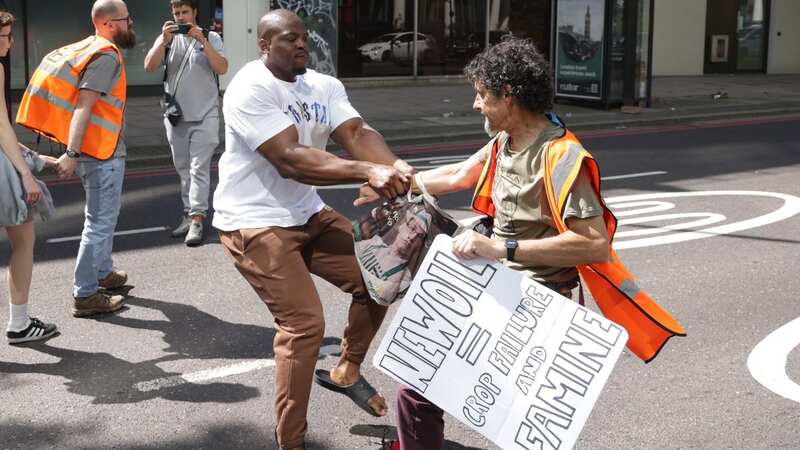 Man confronts Just Stop Oil protestors blocking roads in biggest slow-march demo