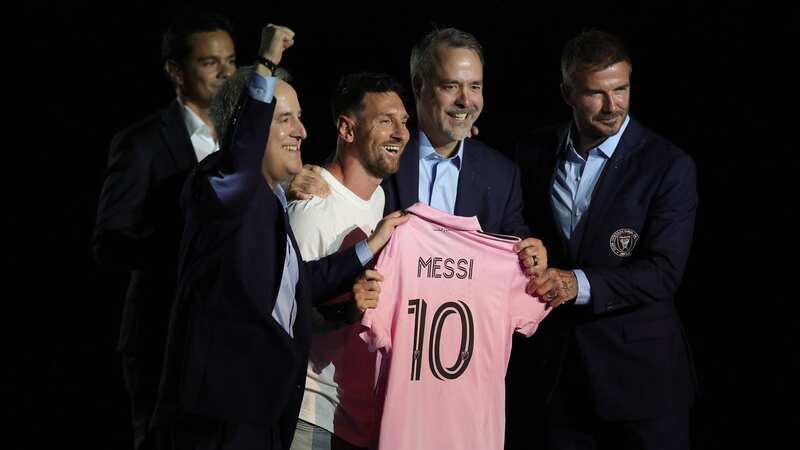 Messi was welcomed to the club with an unveiling in front of a packed home crowd (Image: Megan Briggs/Getty Images)