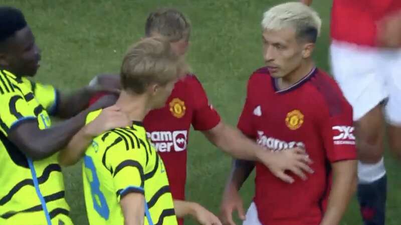 Tempers flared between Arsenal and Man Utd stars in their pre-season friendly in New Jersey (Image: MUTV)