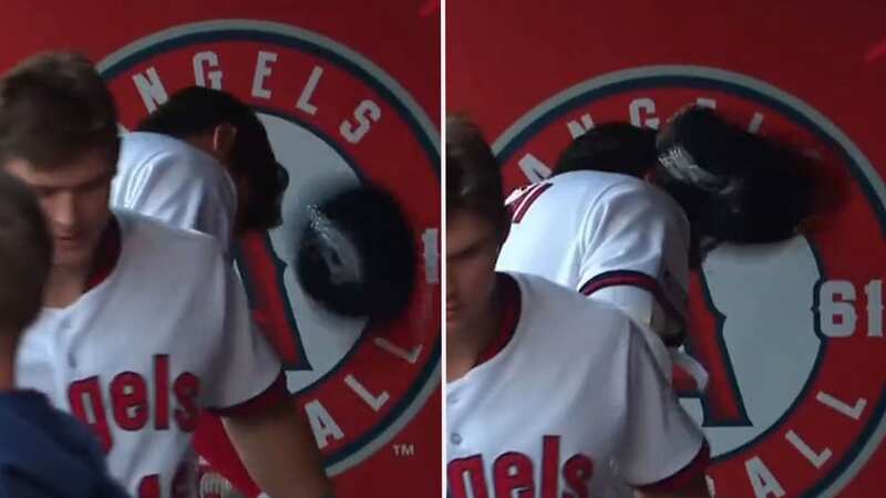Shohei Ohtani threw his helmet in frustration over the weekend (Image: Twitter@https://twitter.com/jellnni)
