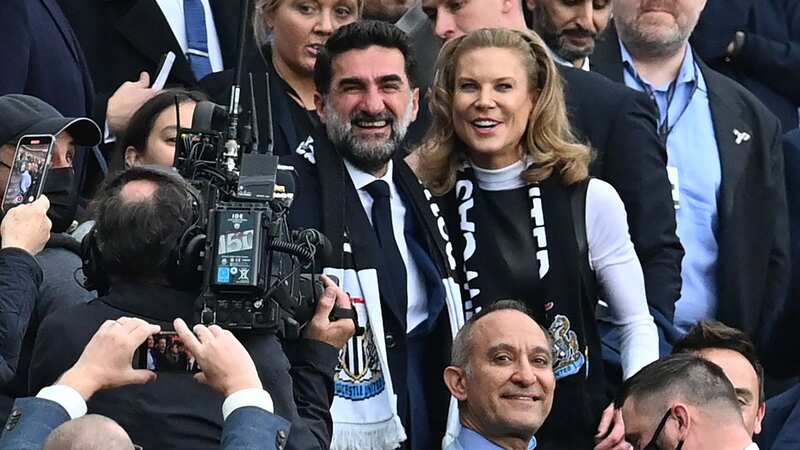 Saudi chief Yasir Al-Rumayyan and Amanda Staveley hold 