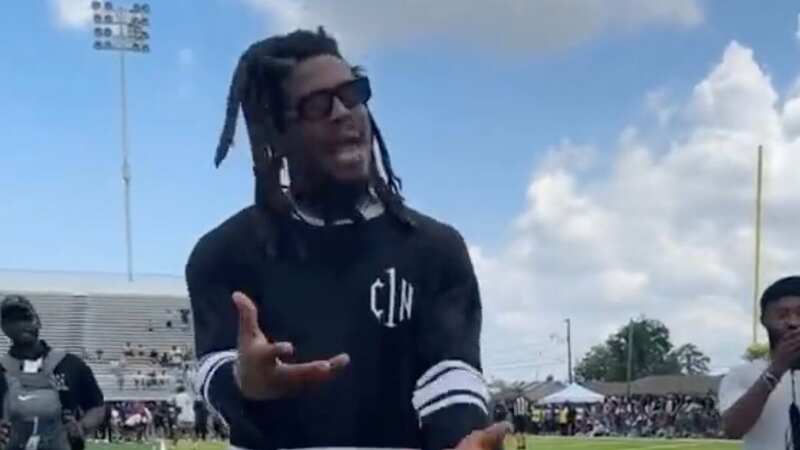 Cam Newton last threw an NFL pass in 2021 but continues to attend American football events.
