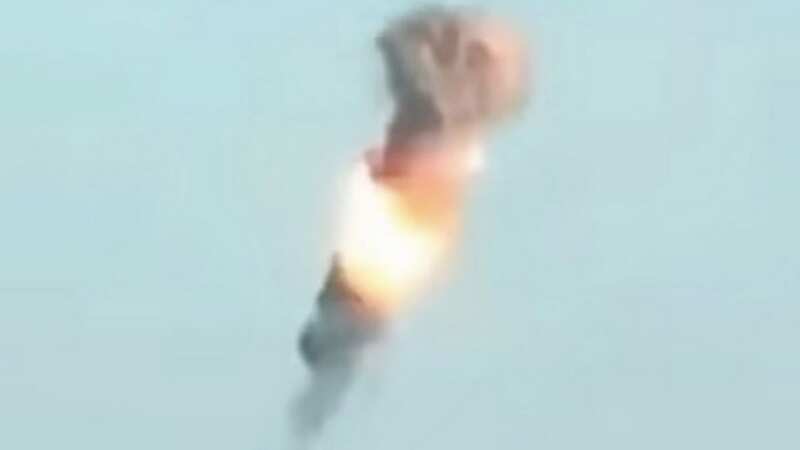 Moment Russian helicopter explodes 