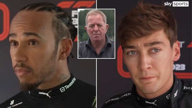 Lewis Hamilton was unimpressed after being held up by George Russell (Image: Sky Sports)