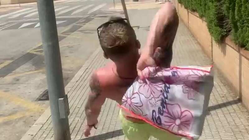 Drunk holidaymaker sent flying over swinging single bag leaving pal in hysterics
