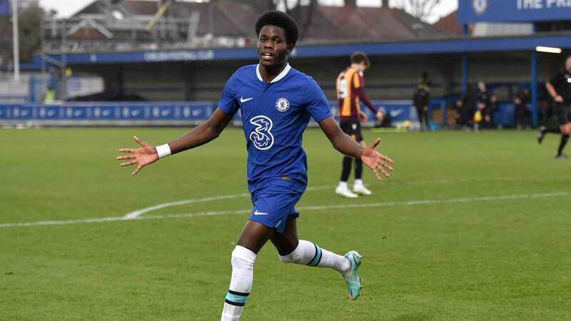 Tudor Mendel Idowu scores against Bradford City U18 in January this year (Image: Clive Howes Chelsea FC via Getty Images)